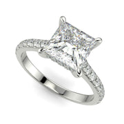 Madeline Princess Cut Pave Hidden Halo 4 Prong Claw Set Engagement Ring Setting - Nivetta